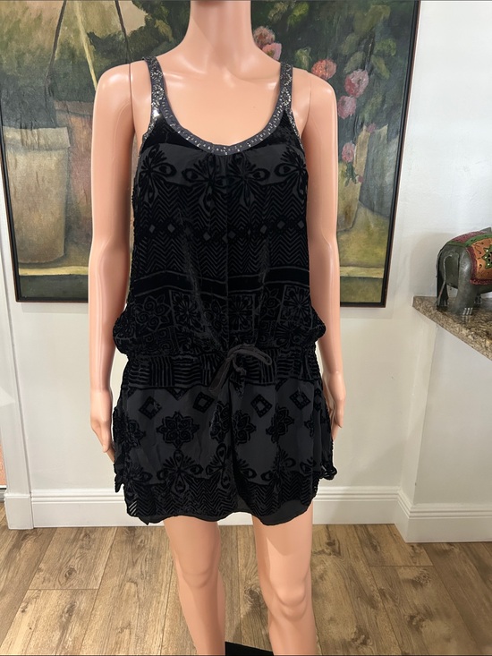 Free People Dresses & Skirts - Free People Y2K burnout velvet mini dress/tunic with sequin detailed straps